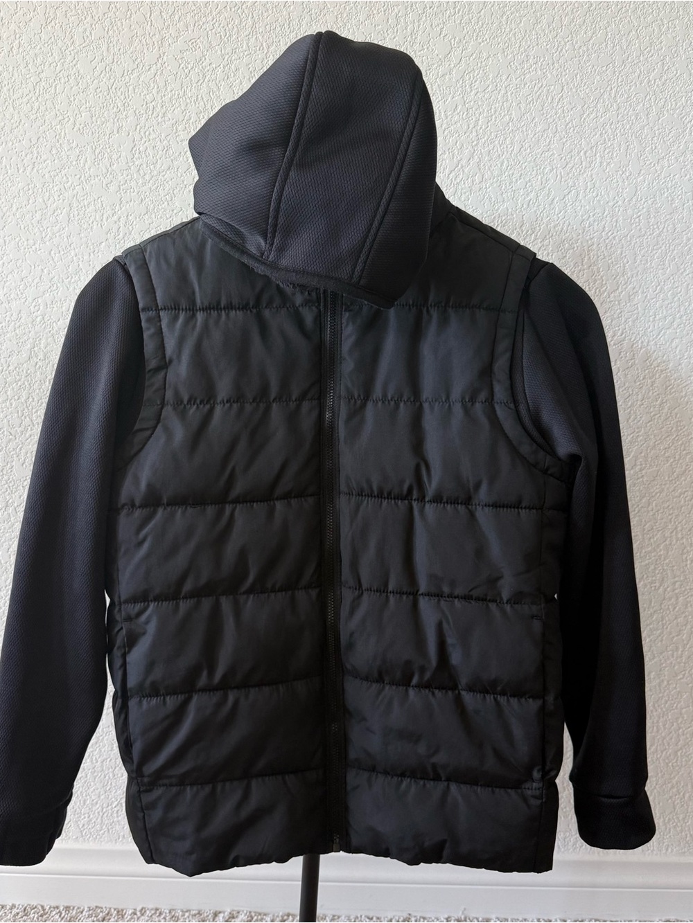 Boy’s Black Puffer Hooded Jacket - Lightweight Quilted Coat